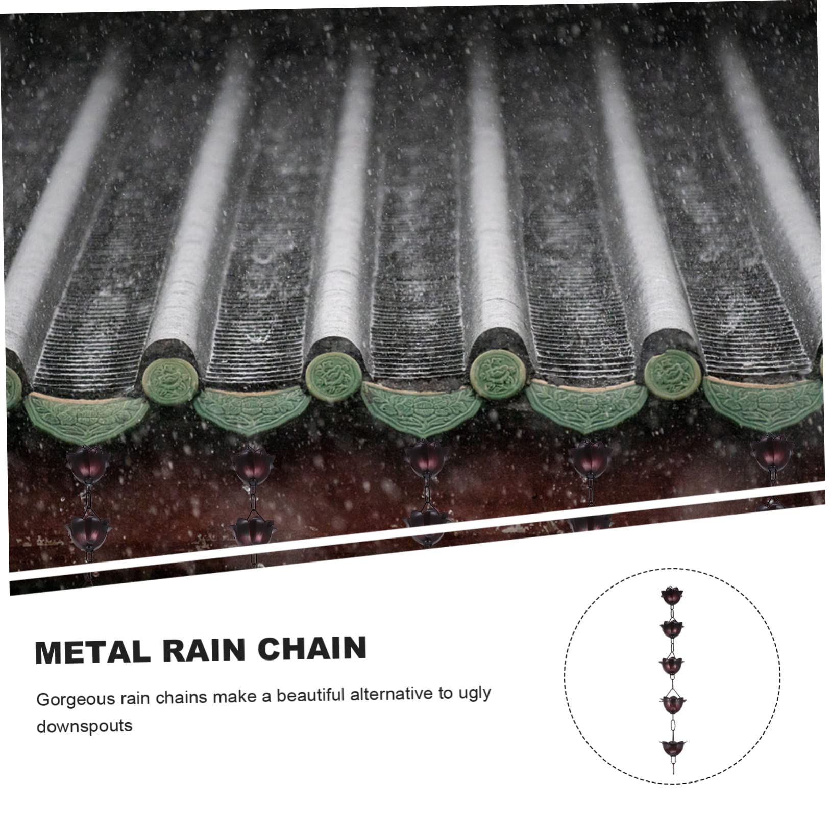 Chaîne De Pluie Parapluie - 8 Parapluies En Métal - 99 Cm - Déco Extérieure Et Drainage Gouttière