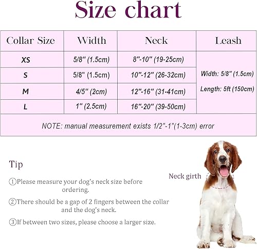 Miniatura 4 de Juego de collar y Laesh para perro, collar ajustable con lazo para perro, correa y collares de cuero suave para cachorros pequeños, medianos y