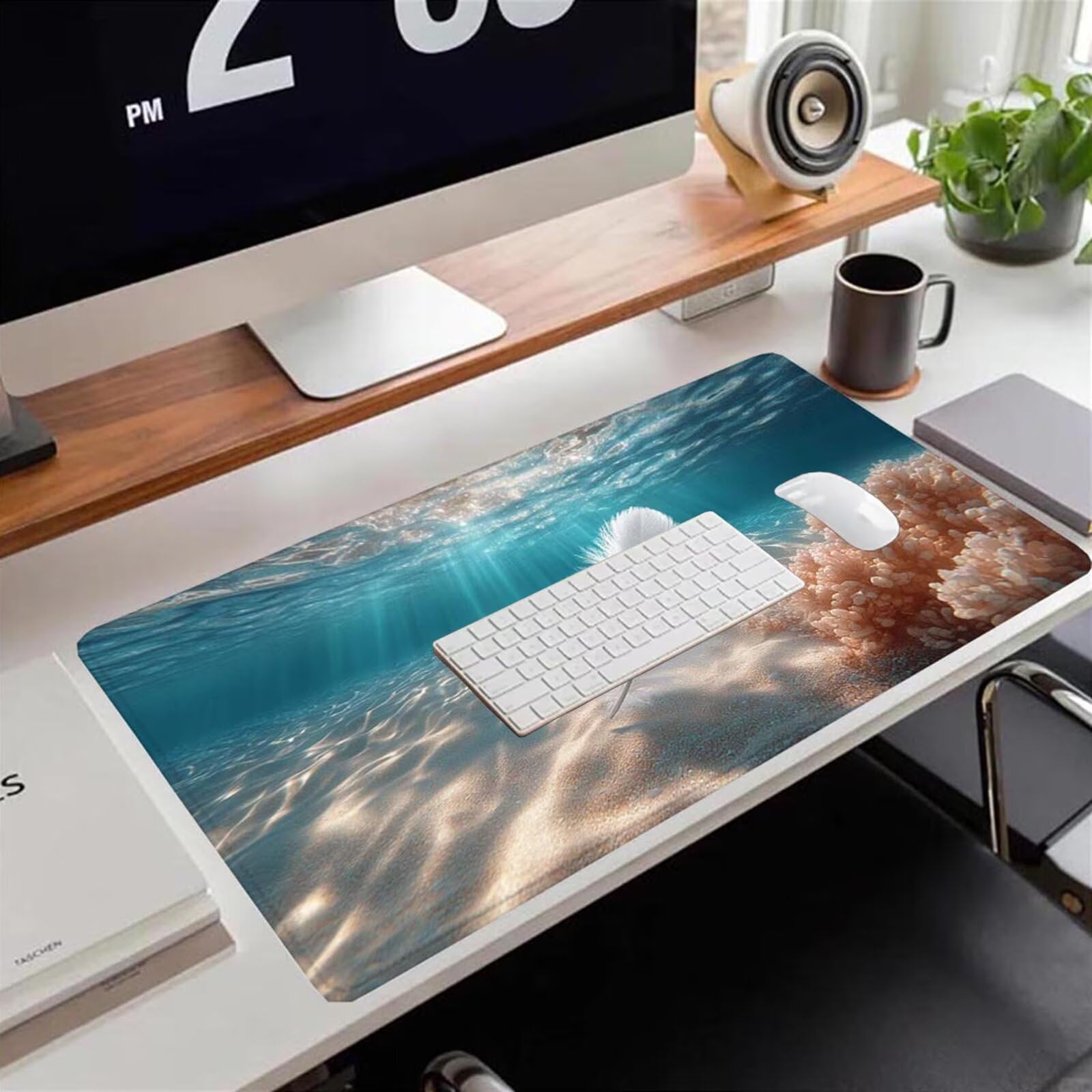 Gamingowa podkładka pod mysz 1200 x 600 x 3 mm, XXL, wodoszczelna, odporna na ścieranie, z przyszytymi krawędziami, niebieska, podkładka na biurko, poprawia prędkość i precyzję pod laptopa, komputer