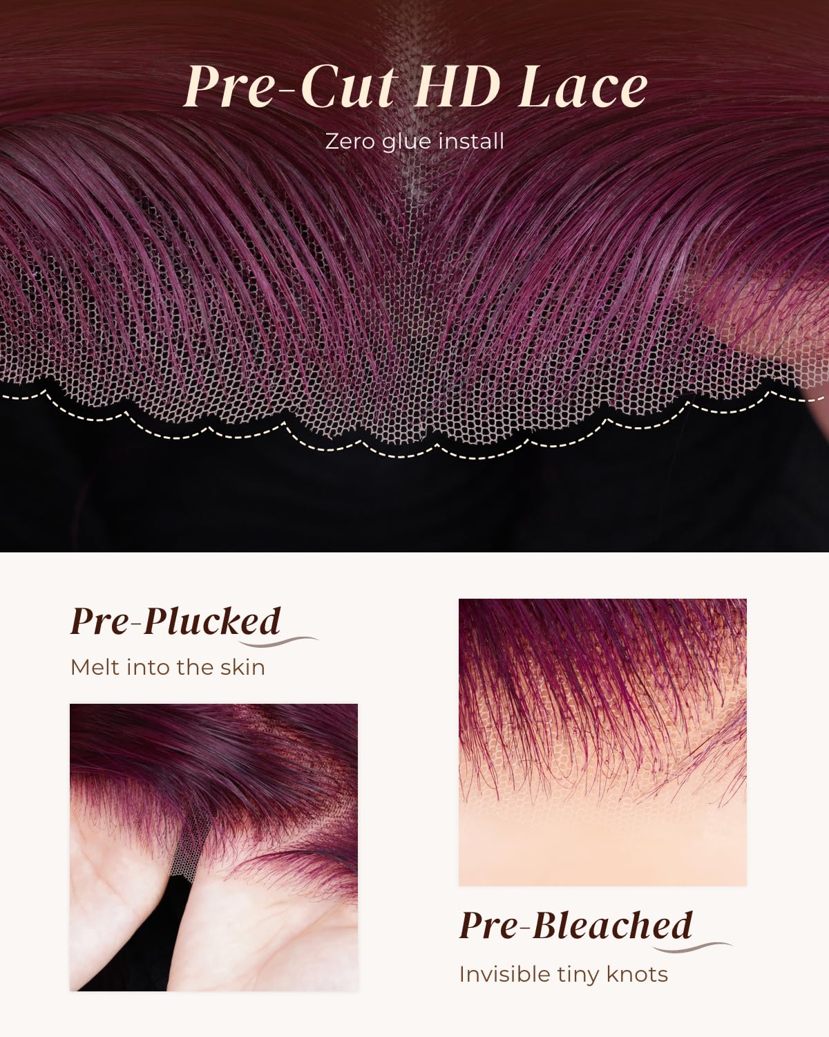 Arabella 6x5 Purplish 99J Burgundy Ready to Go Glueless Wig Glueless Wigs Human Hair Pre Plucked Pre Cut Loose Body Wave Lace Front Wigs Human Hair Bye Bye Knots (20inch, 6X5 Purplish Red Wig)