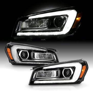 AKKON - Fit 2013-2016 GMC Acadia 2017 ] Projector Black Headlights Pair Driver + Passenger w/ [LED Tube] Parking