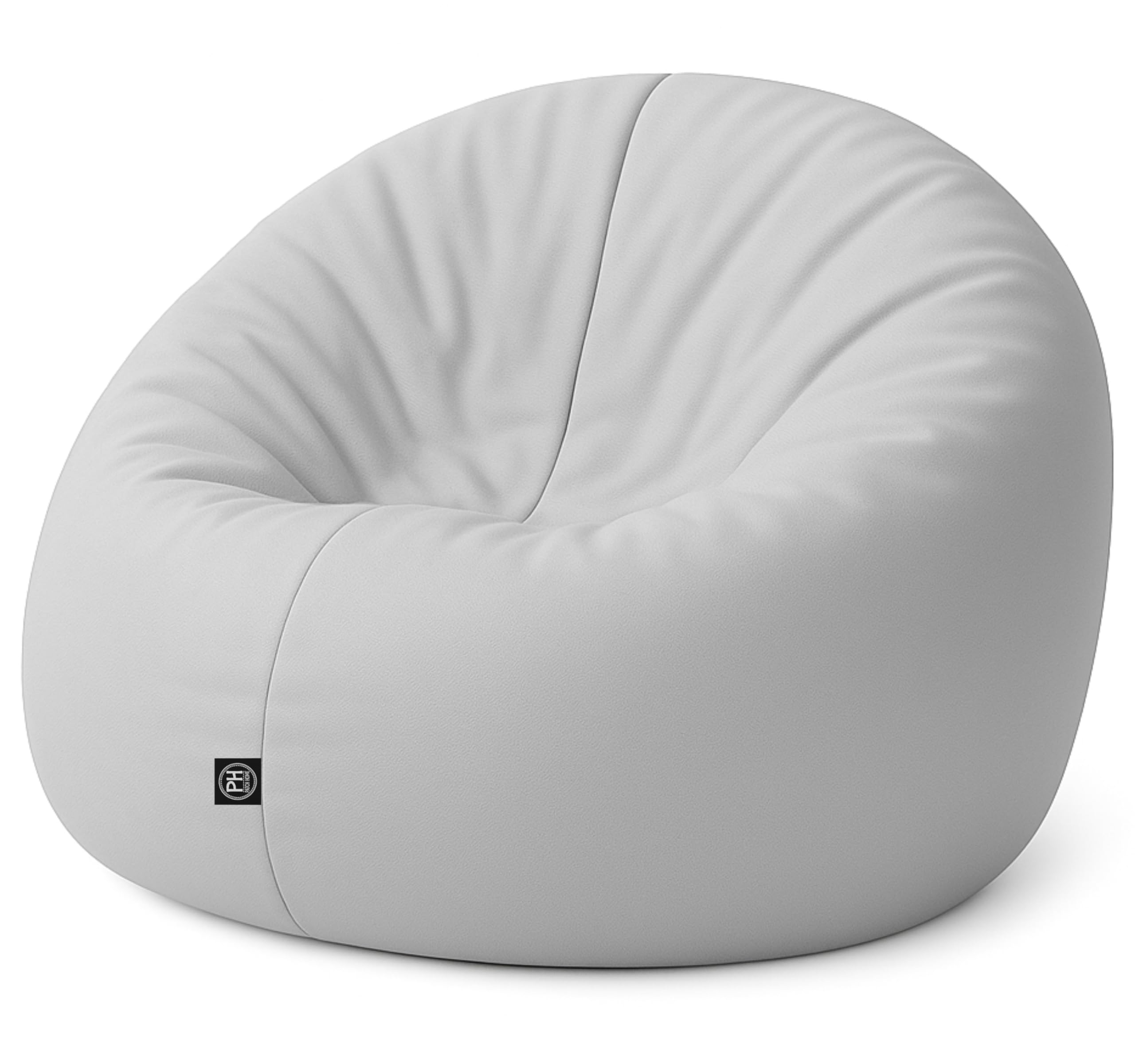 PATCH HOME 2-in-1 Sitzsack Sessel - Gaming Bean Bag mit Reißverschluss - Bereits befüllt, Ergonomisch & Robust für Kinder & Erwachsene - Indoor & Outdoor, Wetterfest (Grau, Ø 125cm)