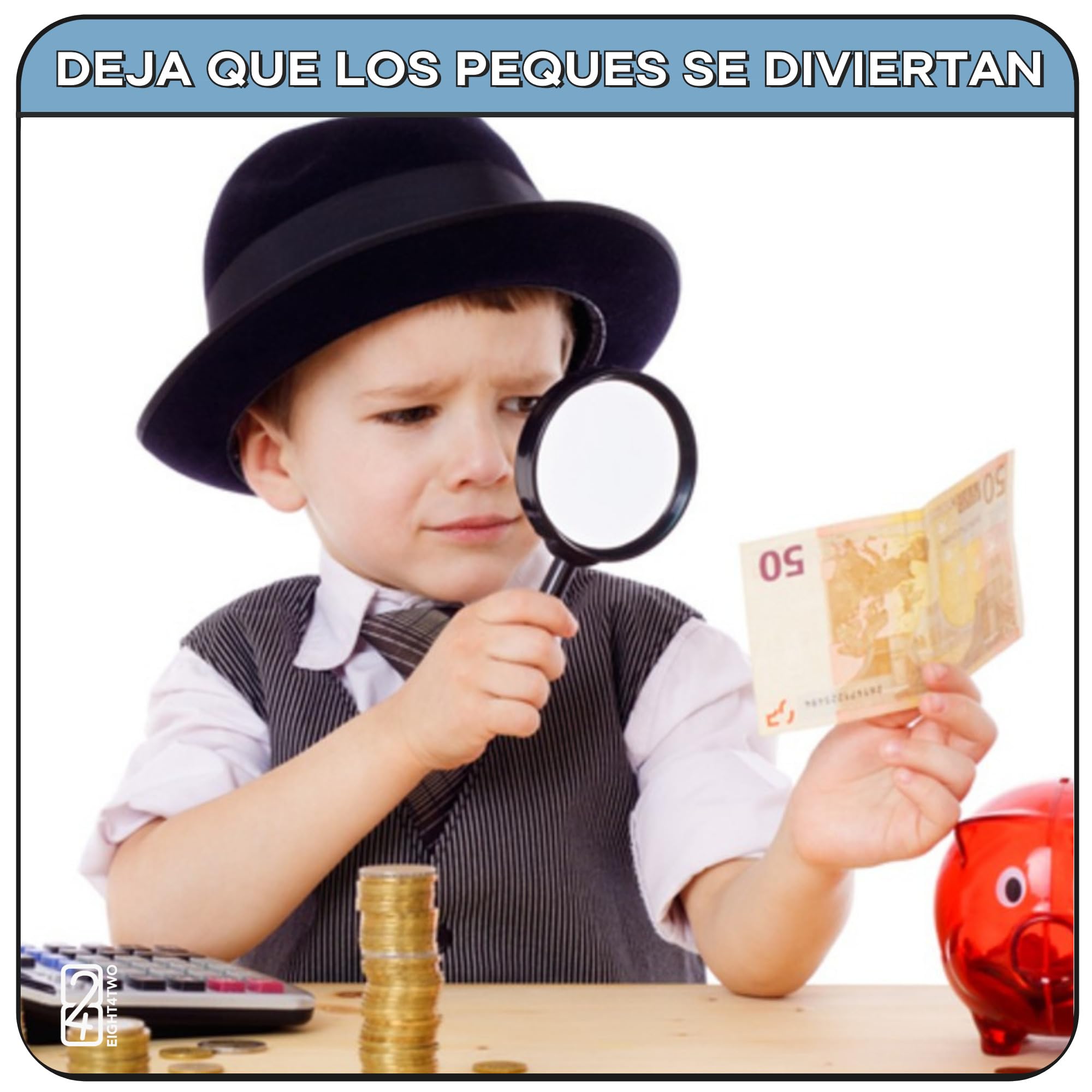 EIGHT4TWO® 175 Piezas de Dinero Juguete - Billetes de 5, 10, 20, 50,100, 200, 500 con tamaño al 75% - (25x7).