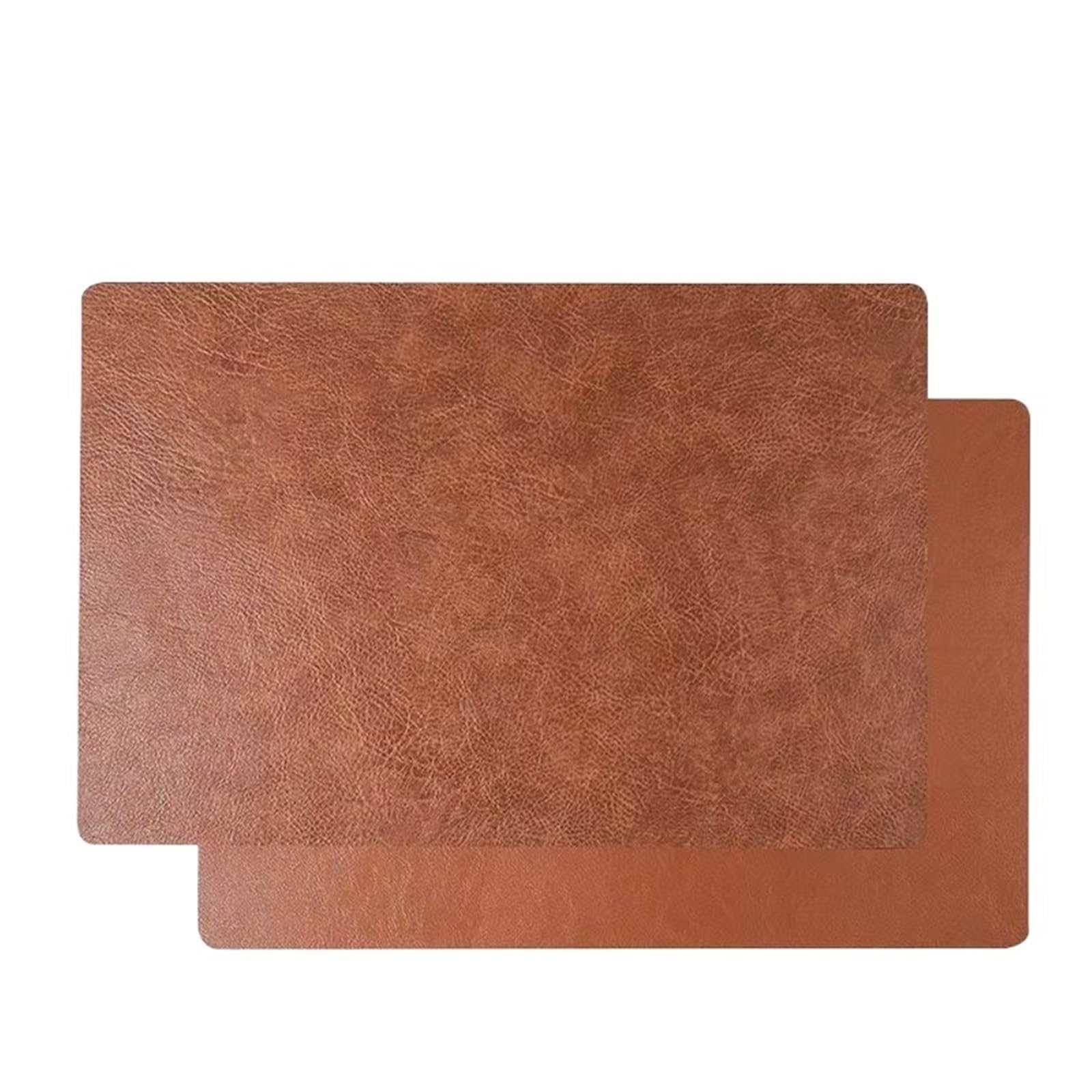 Set de table rectangulaire en cuir double face marron imperméable pour table de cuisine