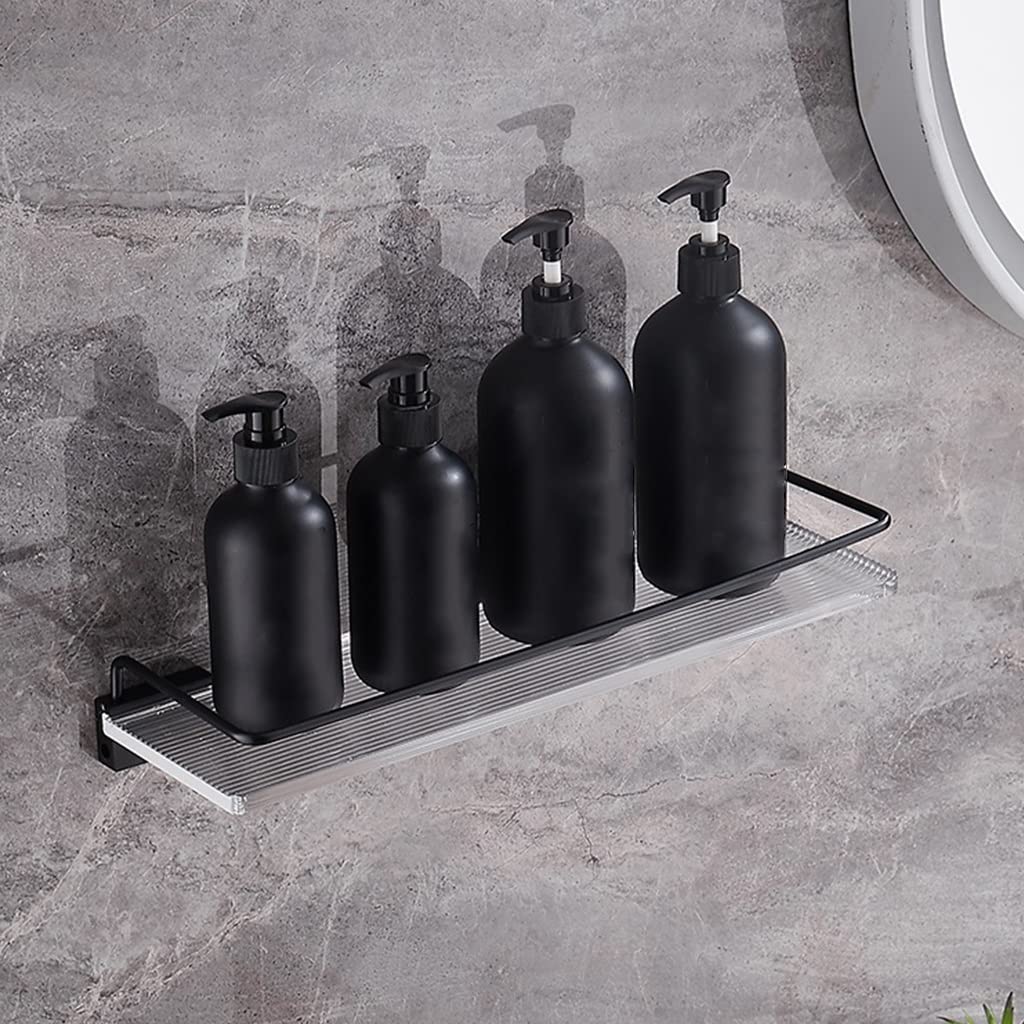 Ruiseawing Shower Caddy Floating Shelves Bathroom Rack Space Aluminum Light Acrylic Towel Rack Bathroom Skin Products Storage Rack
