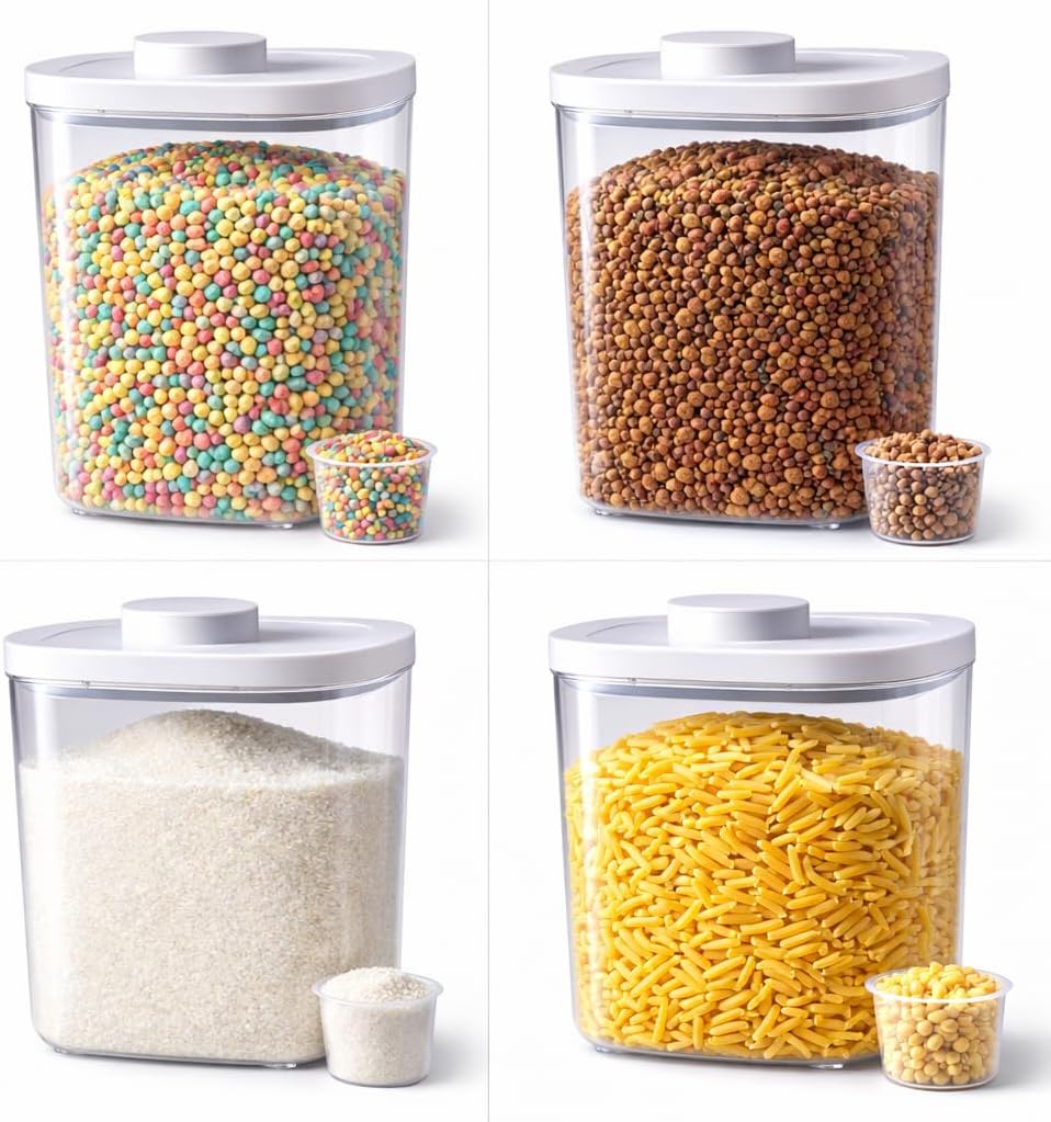 25 Lbs Airtight Rice Dispenser, Rice Storage Container,Dry Food Holder for Flour, Sugar, Cereal, Dog & Cat Food, Kitchen Pantry Organization