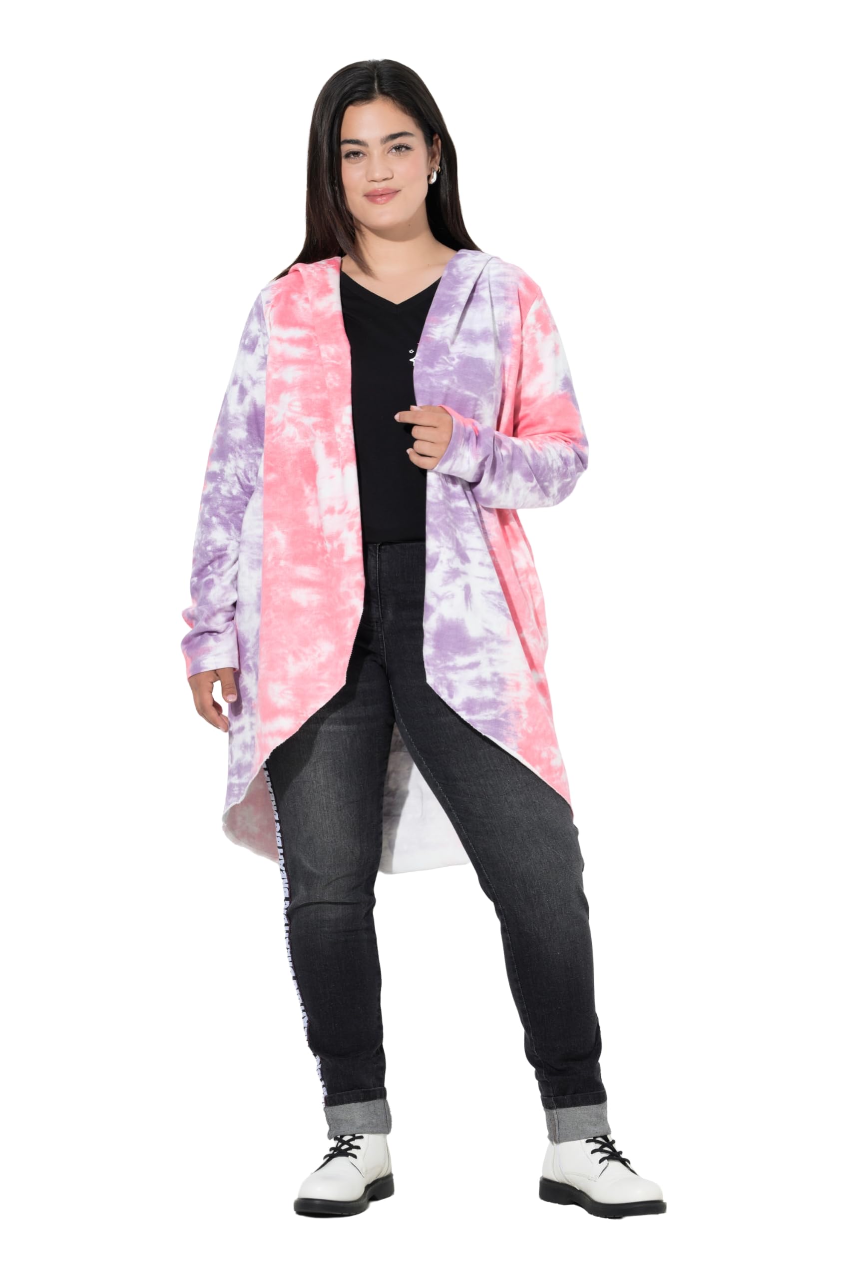 Angel of Style Damen große Größen Übergrößen Plus Size Sweatjacke, offen, Batik, Happy auf dem Rücken 846209