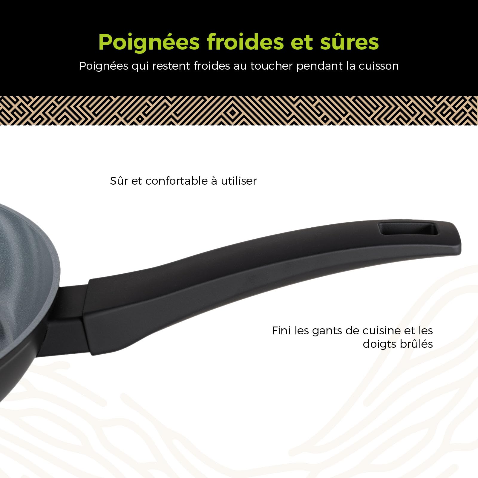 BE Living Poêle Sauteuse avec Couvercle - Ø 28 cm, Bord Haut, Revêtement Céramique Antiadhésif, Induction, Sans PTFE et PFOA, Noir