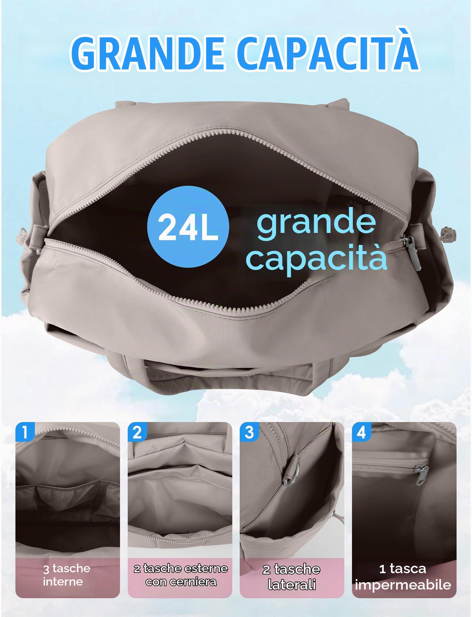 Borsa Palestra Donna Borsone Palestra Borsone da Viaggio Fitness al Coperto Marrone