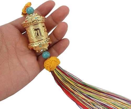 Miniatura 5 de Adornos budistas para colgar en el auto, rueda de oración budista, adorno de Feng Shui, decoración para el hogar, coche, colgar en el espejo