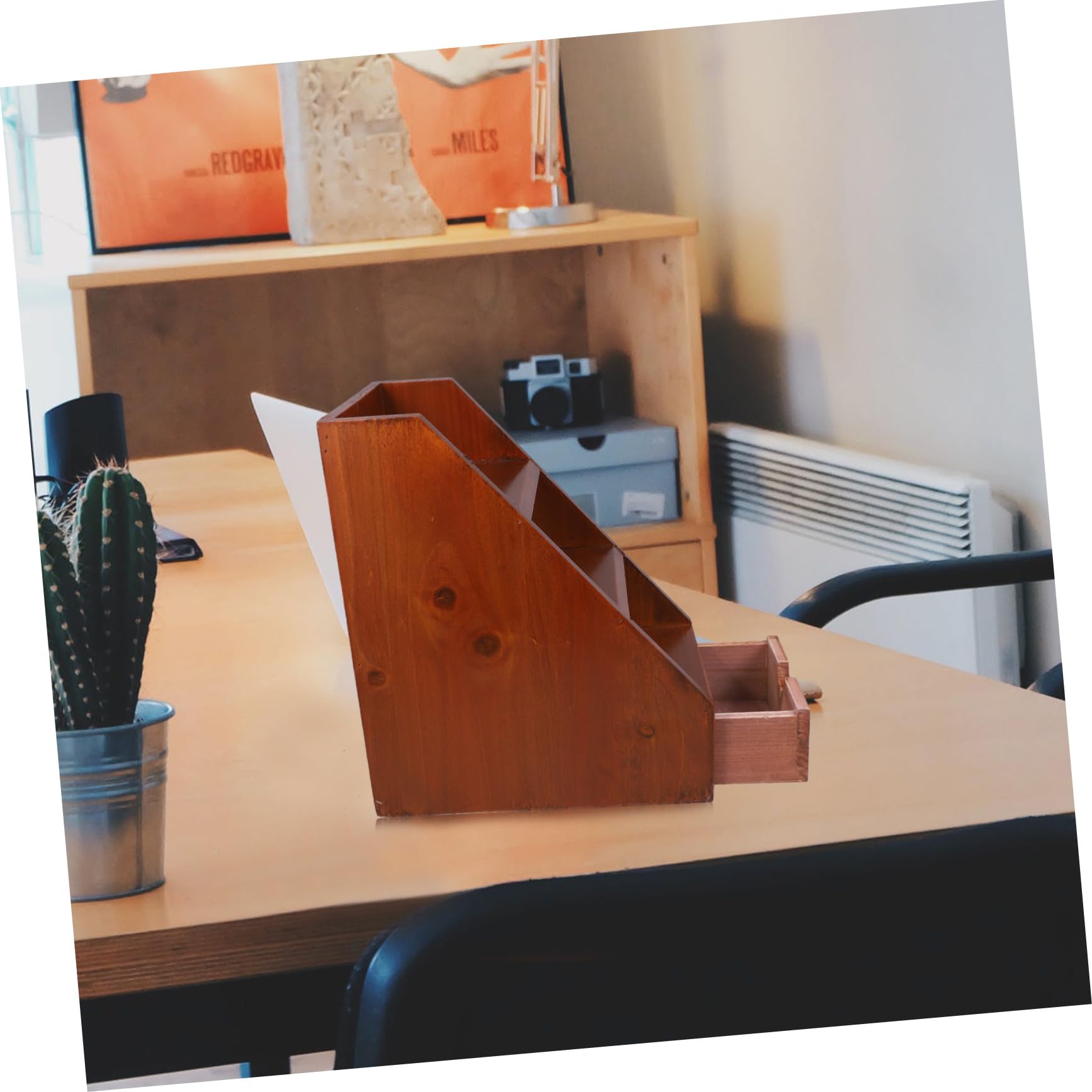 Organizer da Scrivania Multilivello in Legno Cassetto Coffee | Scomparti Separati e Capienza Ampia, per Workplace e Nightstand, Finitura Elegante e Pratica