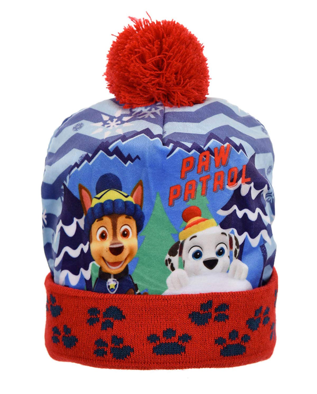 PAW PATROL Warm Winter Hat for Boys with Bobble (Red, Head Circumference 52 cm), red, 2-4 Years
