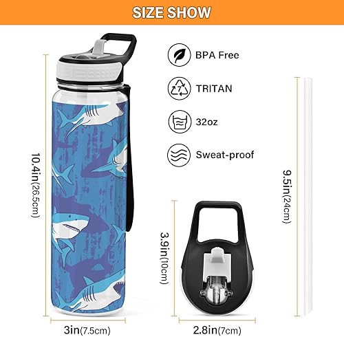 Miniatura 3 de Botellas de agua deportivas con pajilla, botella de agua grande transparente para correr, botella de agua grande sin BPA para viajes, niñas, niños,