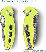 Vista 6 de ALBATROSS Navaja de bolsillo plegable con apertura de bisagra y bloqueo de eje, hoja de acero de Damasco moderna de 3" y mango de FRN de alta