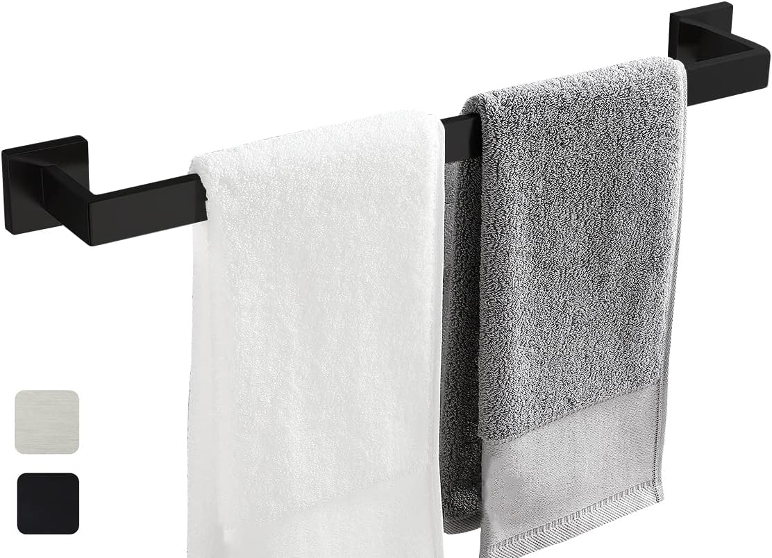 24 Inch Towel Bar for Bathrooms 12/16/24/28/32/36 Inch Stainless Steel 304 Matte Black Towel Holder Modern Square Towel Rod Rustproof Wall Mount (Matte Black, 24 Inch)