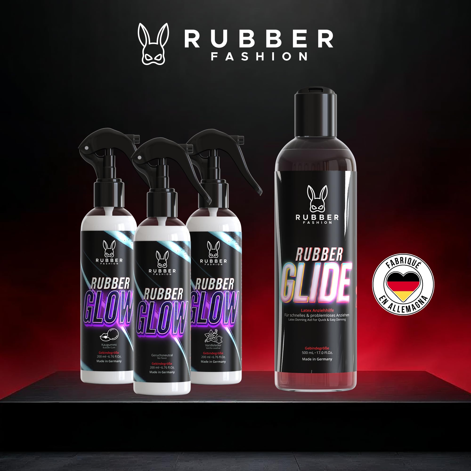 Rubberfashion RubberGlide Huile de silicone, soin du latex et aide à l'enfilage du latex, huile de silicone brillante pour vêtements en latex, tenue en caoutchouc et fétiche, huile de silicone