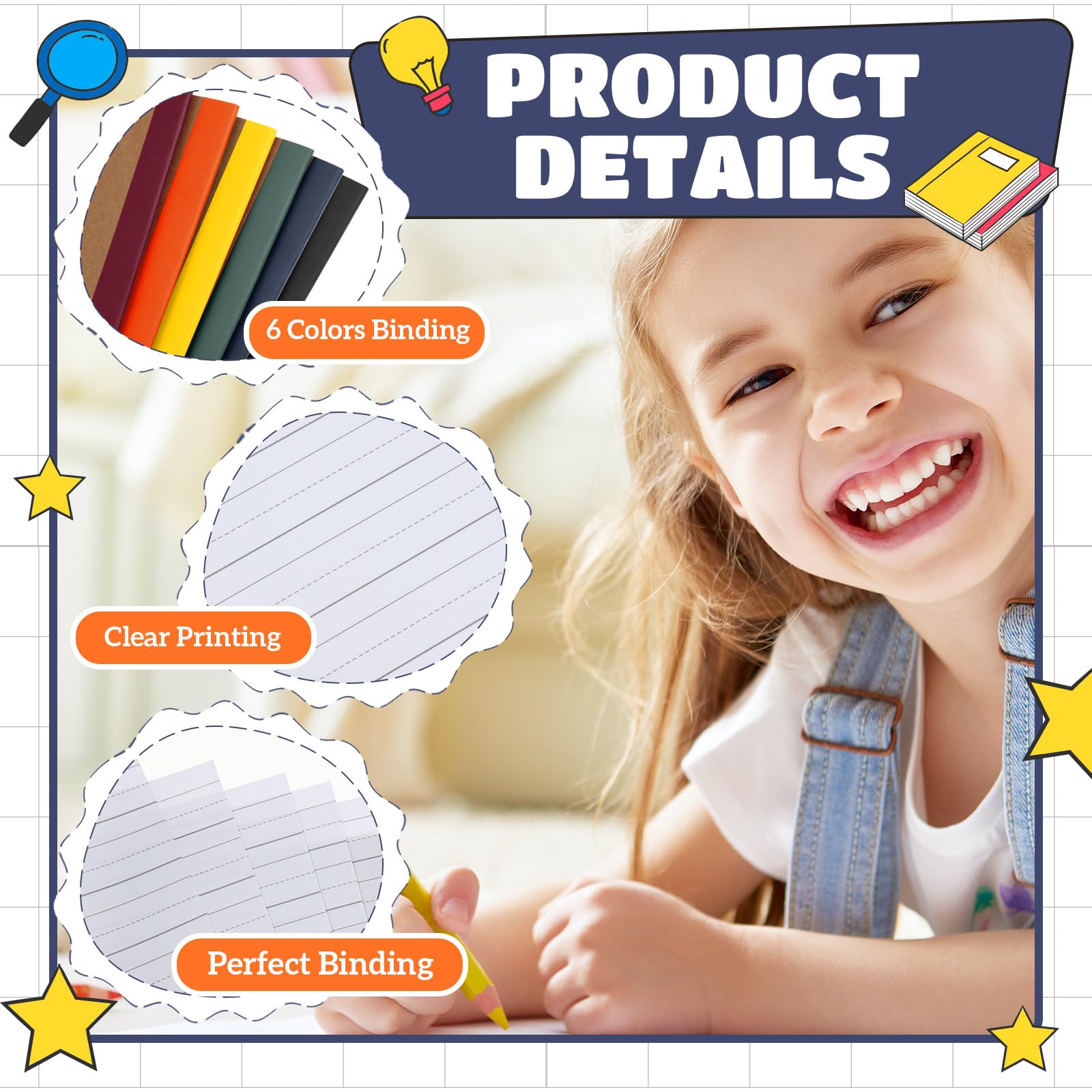 Henoyso 20 quaderni per composizione primaria da 22,9 x 19,5 cm, per bambini, forniture per il ritorno a scuola, quaderno per scrittura primaria K-2 per bambini e studenti, per disegnare e scrivere