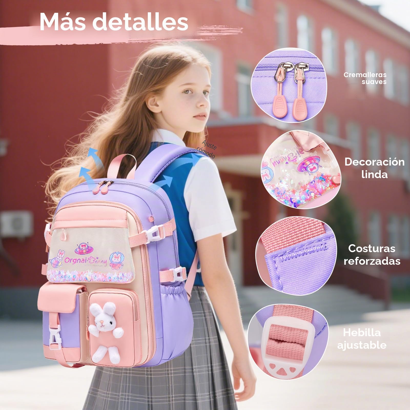 Tanou Mochila Escolar Niña Primaria, 3 Piezas Mochilas Colegio Ligero