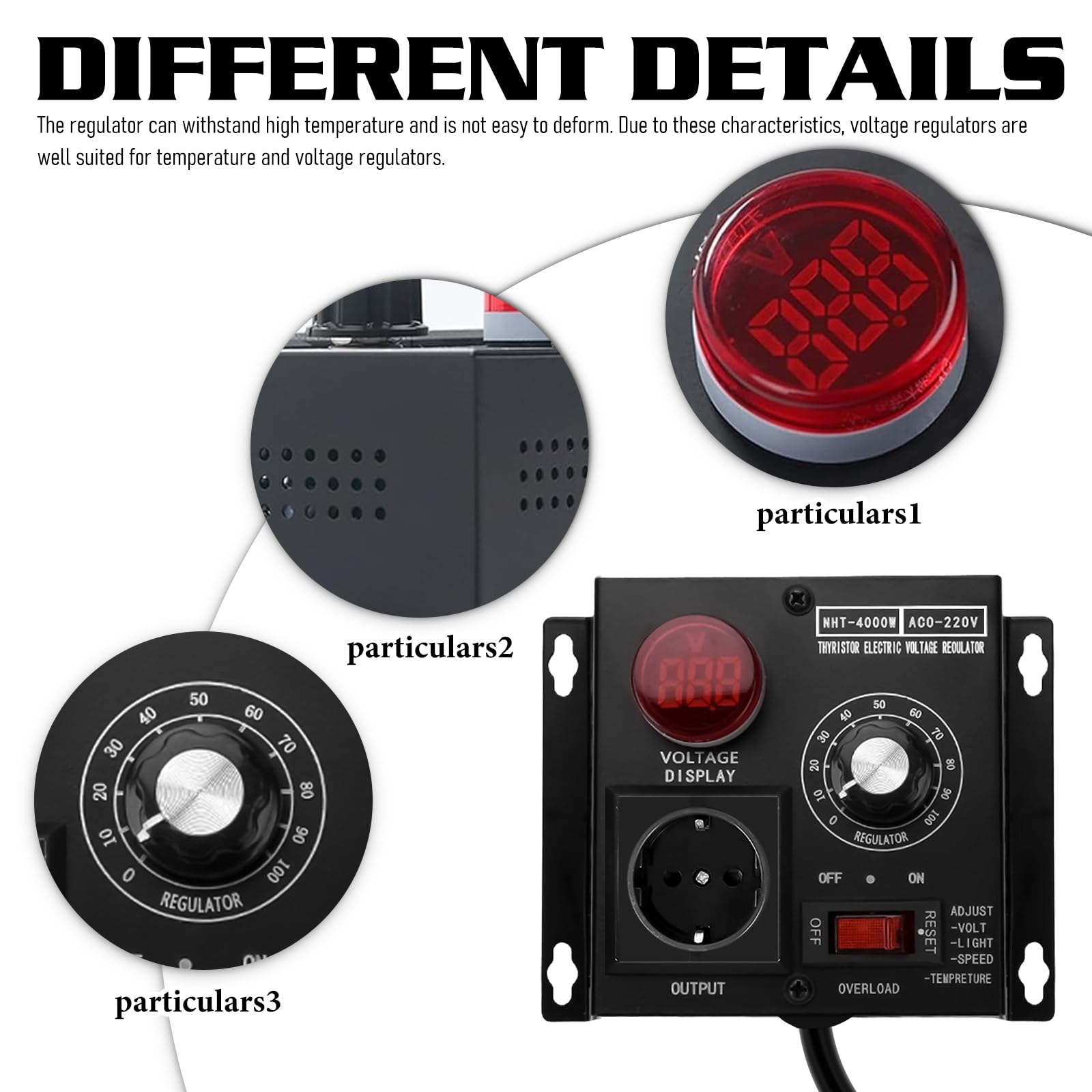 Drehzahlregler 230V Motor Spannungsregler: Frequenzumrichter 230V, Drehzahlregler AC 9A 4000W, Voltage Regulator für Temperatursteuerung, EU-Stecker