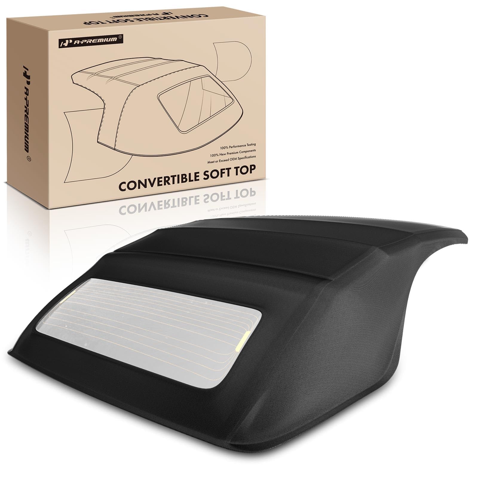 A-Premium Black Convertible Soft Top Compatible with Ford Mustang 2005-2014, Convertible, with Glass Window