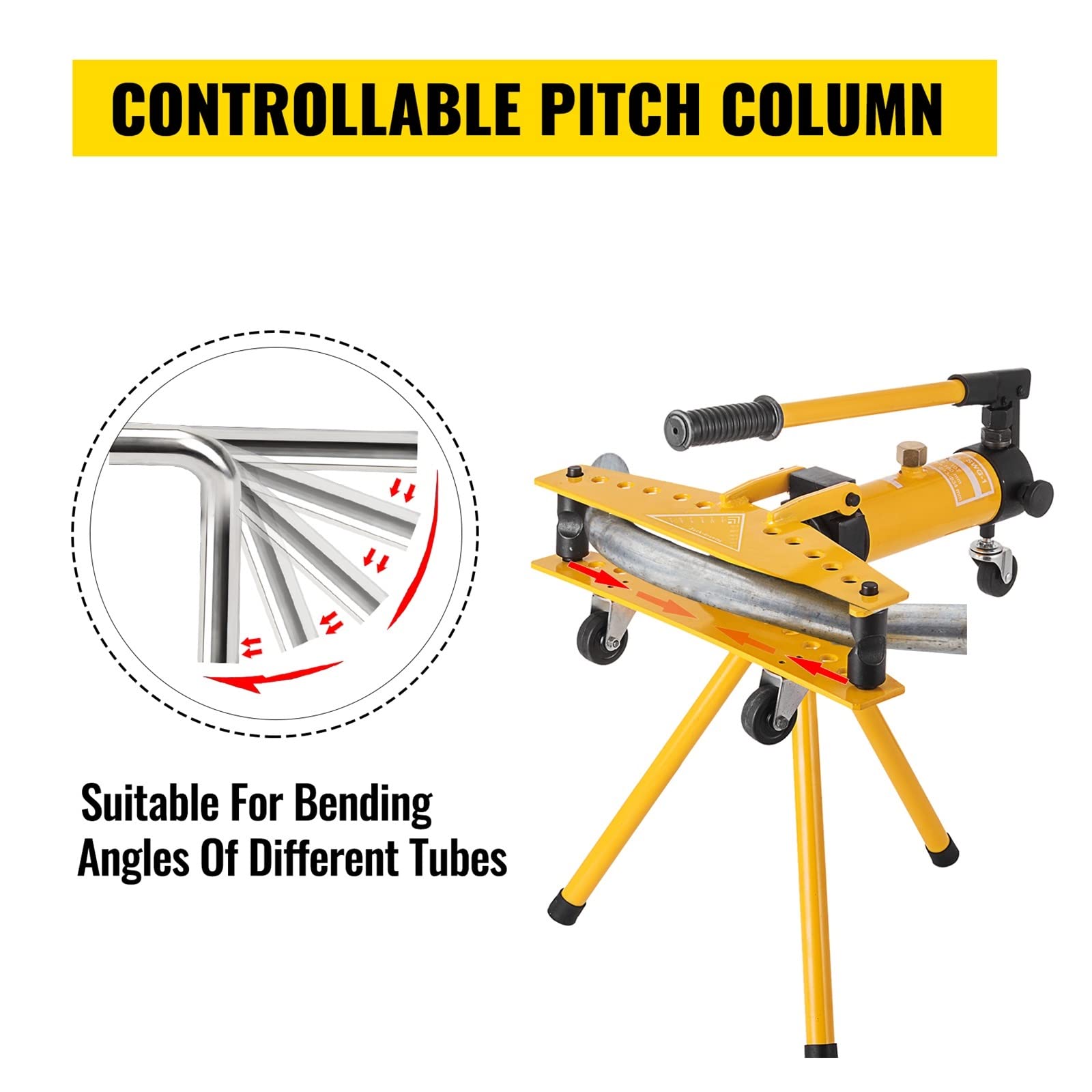 Dobladora De Tubos Hidráulica Manual Integral Swg-1 De 13-34 Mm De Diámetro con Kit De 6 Matrices, Herramienta Multifunción para Doblar Tubos De Cobre Y Acero De 10 Toneladas.