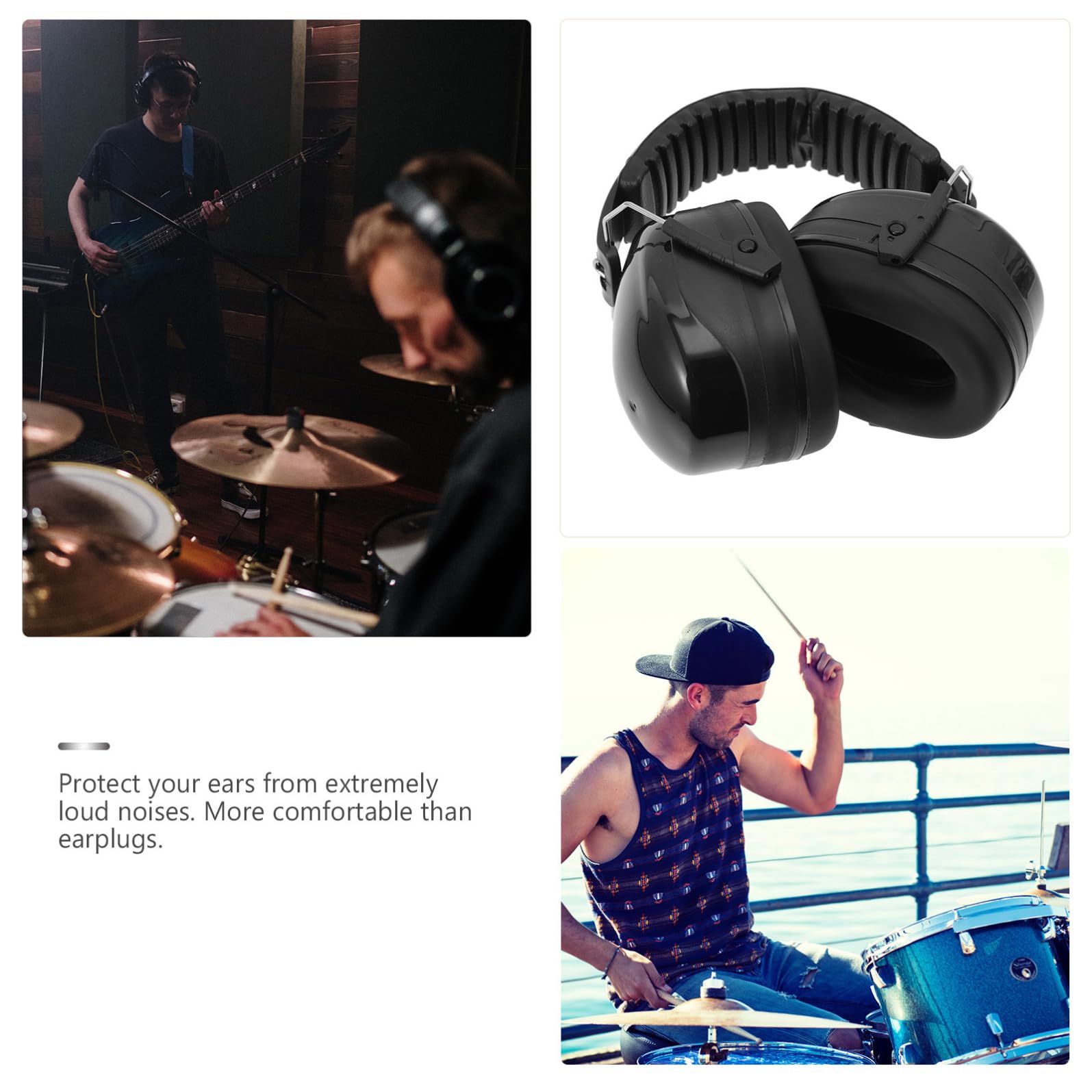 Outanaya Cuffie Protettive Antirumore per Batteristi Riduzione del Rumore e Design Confortevole, Auricolari Over Ear in Abs e Pelle Sintetica per Concerti