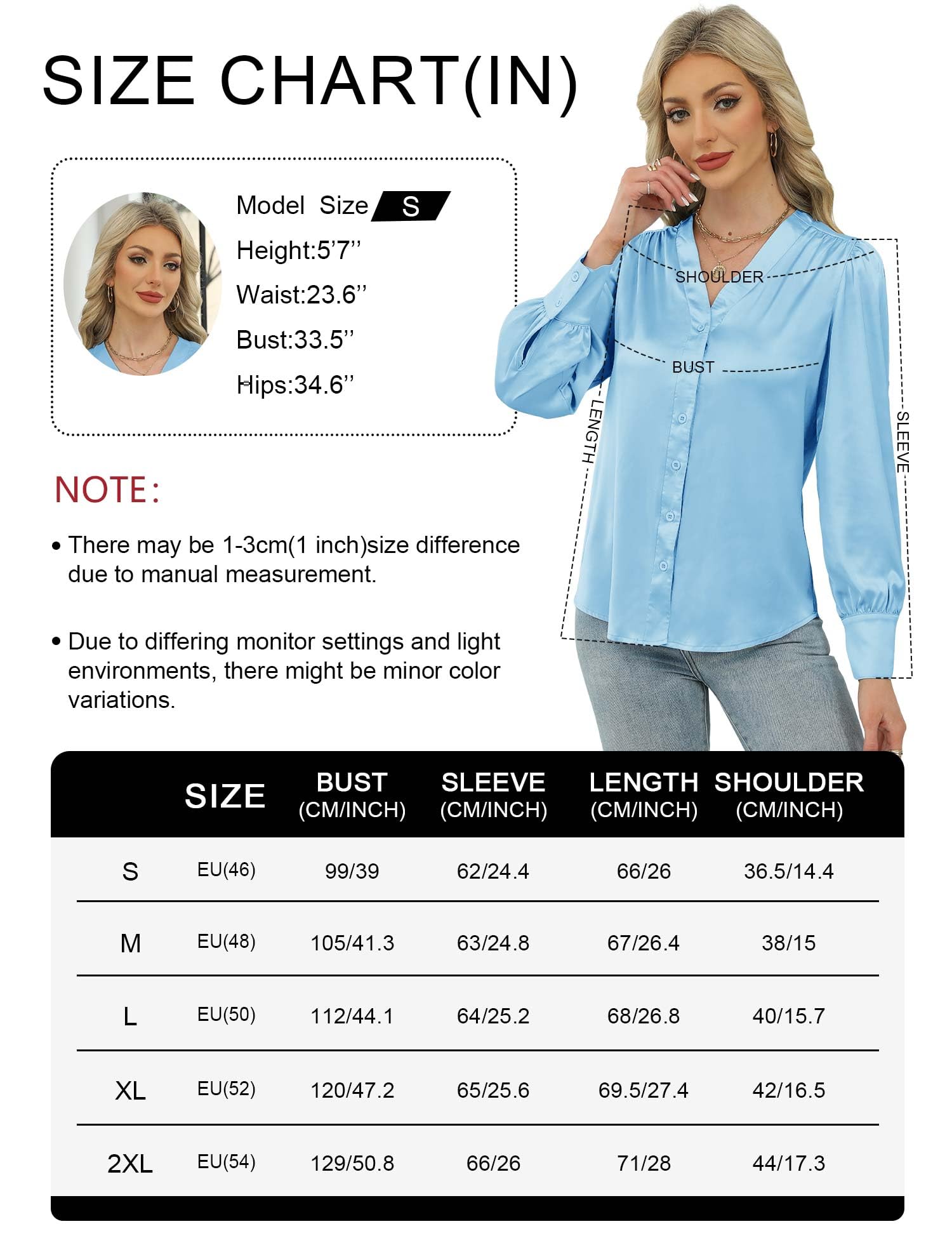 Damskie letnie koszule z długim rękawem Slim Shirts jednokolorowe wycięcie w kształcie litery V Basic Shirts Business Button-Down koszule