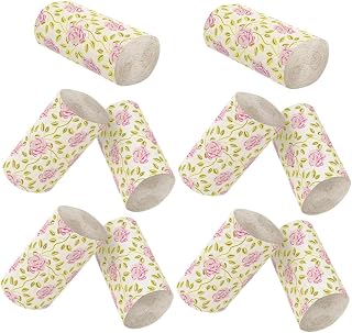 10 rollos Papel Higiénico sin Núcleo con Estampado de Rosas Papel de Bambú Suave y Resistente para Baño y Cocina para Uso Doméstico y Oficina