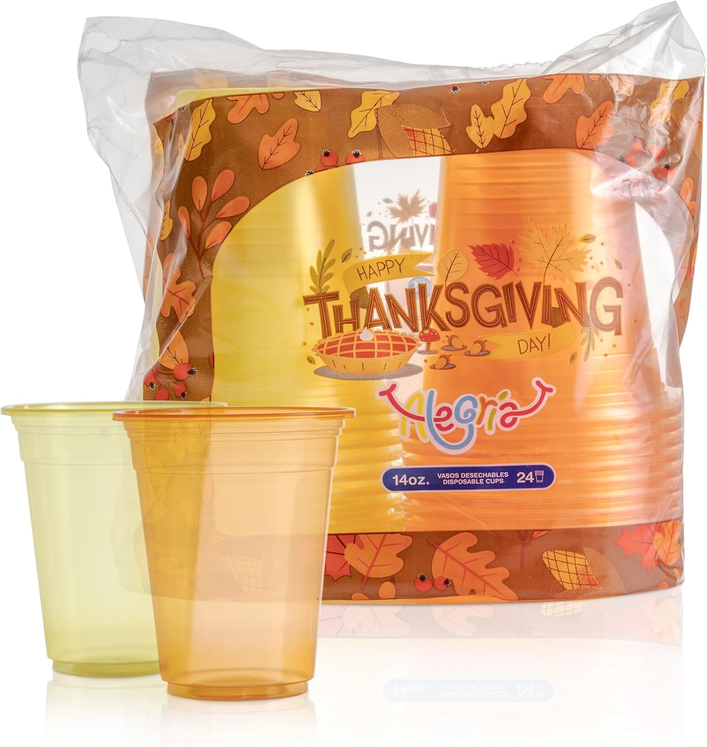 Zupla Thanksgiving Plastic Cups Assortment, Orange and