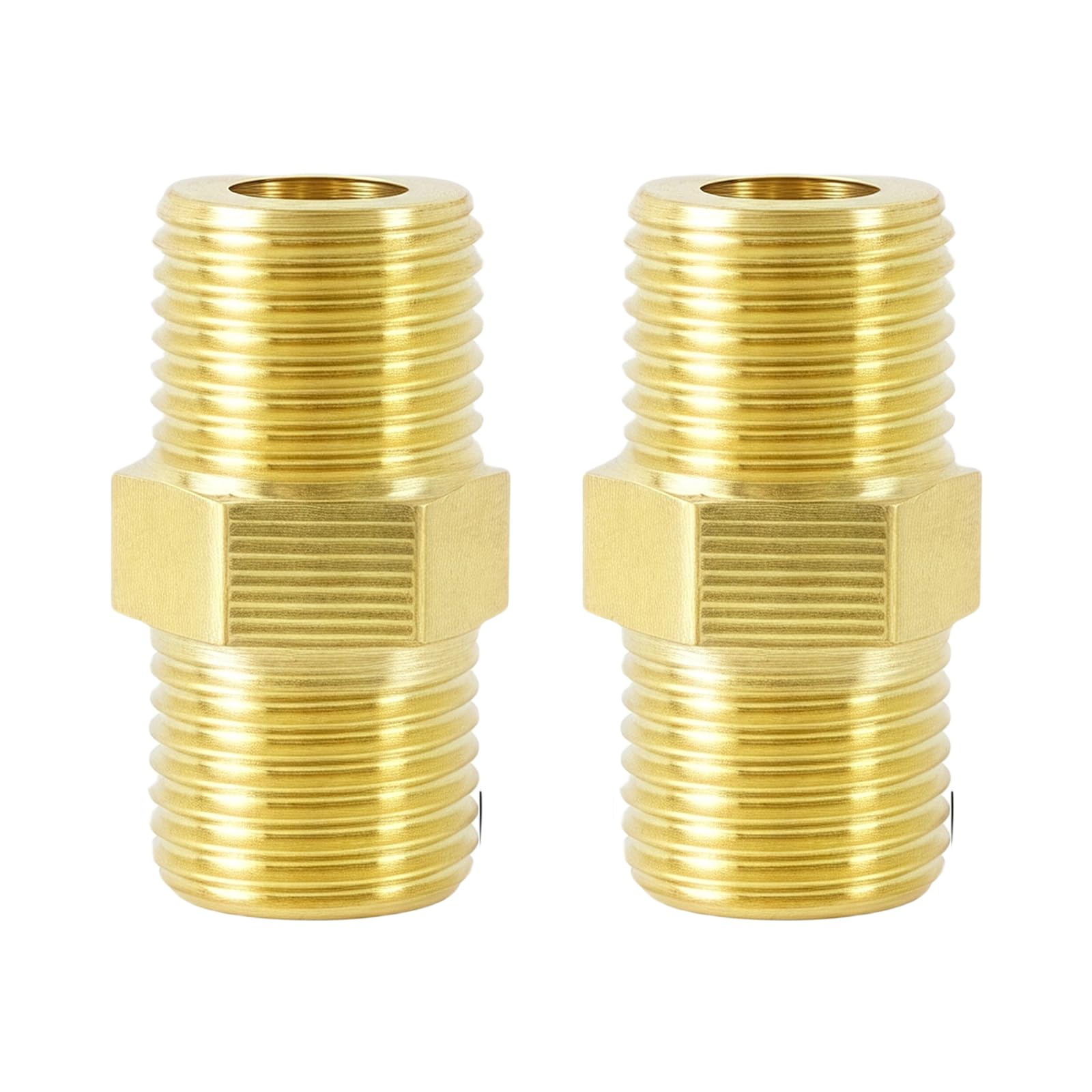 Strong Brass Threaded Coupling Erosion Resistant & Without Water Connectors Set for High Pressure Plumbing Systems Brass Male Threaded Straight Connector