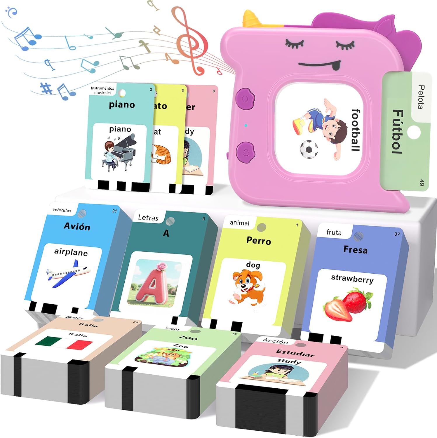 AHJ Spanish Talking Flash Cards Bilingual for Toddlers Age 1 2 3, 420 Words
