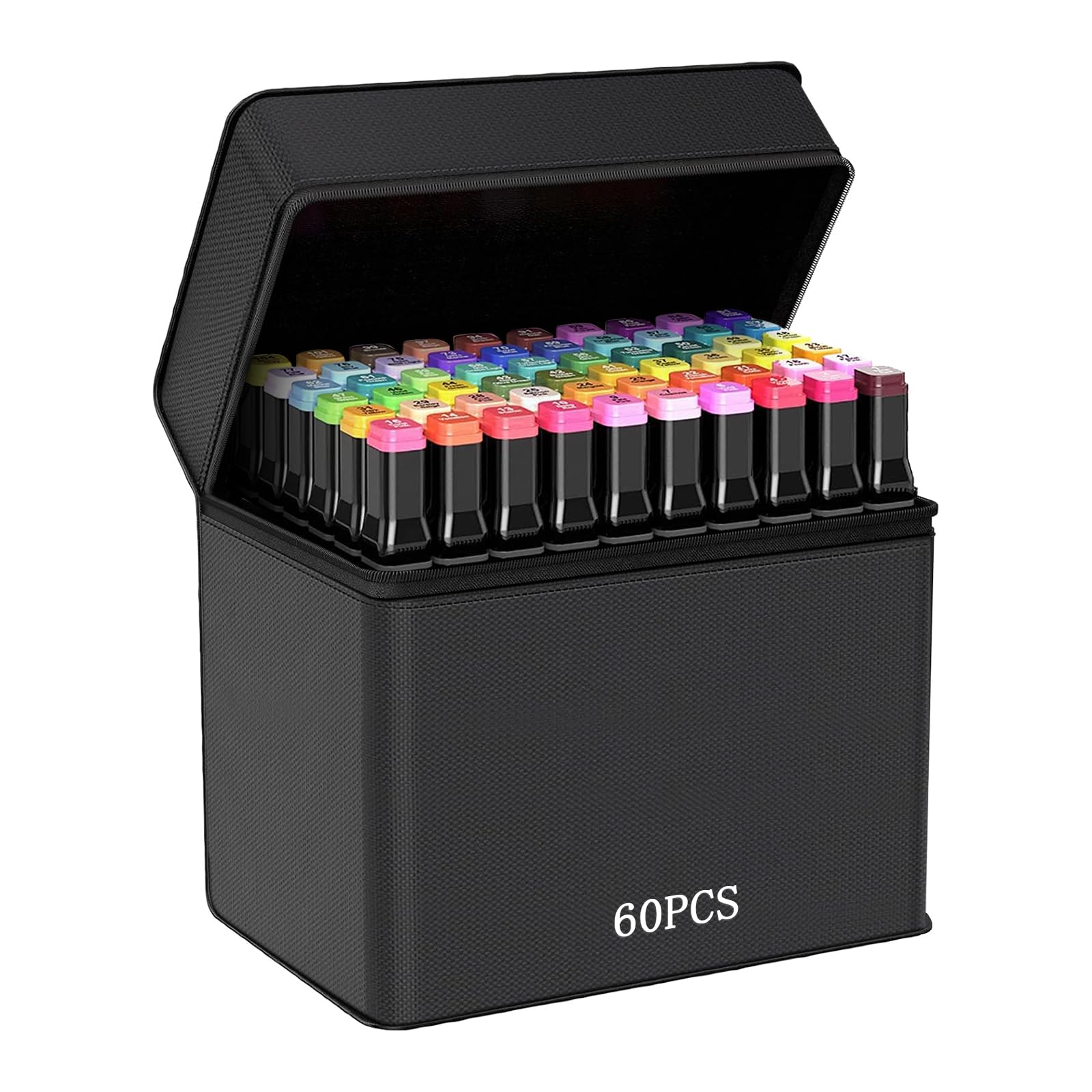 Bafumiu rotuladores doble punta 60, Set de Rotuladores Duales, caja rotuladores, rotuladores profesionales – Para uso en diseño, cómics, renderizado, proyectos de bricolaje, bolsa negra incluida.