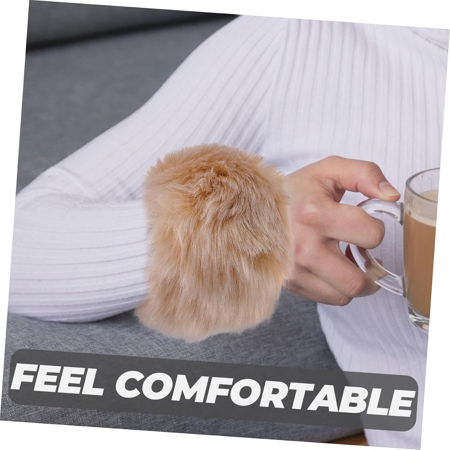 GLEAVI 3pairs Faux Fur Wrist Warmers for Women Fuzzy Hand Cuffs Decorative Arm Warmers for Skiing Celebrations and Everyday Use