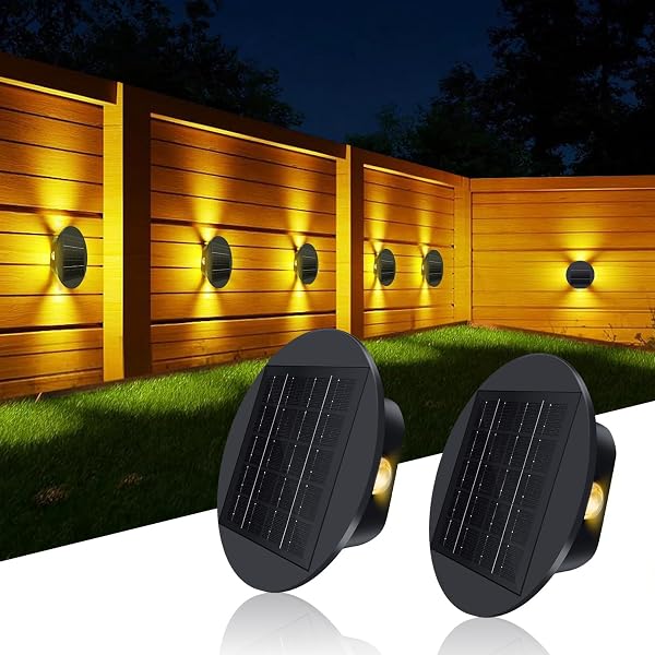 Solar Fence Light, Rainproof and Waterproof, Outdoor Solar Light, Set of 2 - 1