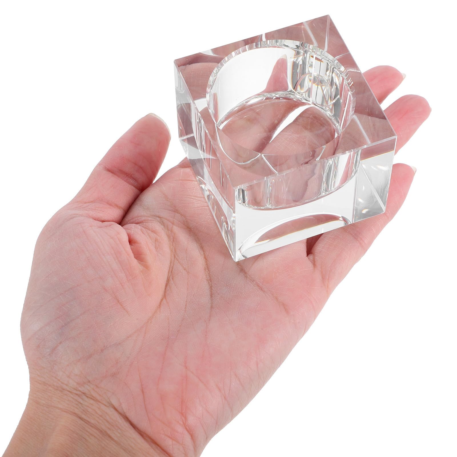 Mipcase 4 Piezas Portavelas Votivas de Cristal Transparente Cuadrados Base Estable para Decoración del Hogar y Cenas Románticas, Diseño Elegante y Mantenimiento Fácil