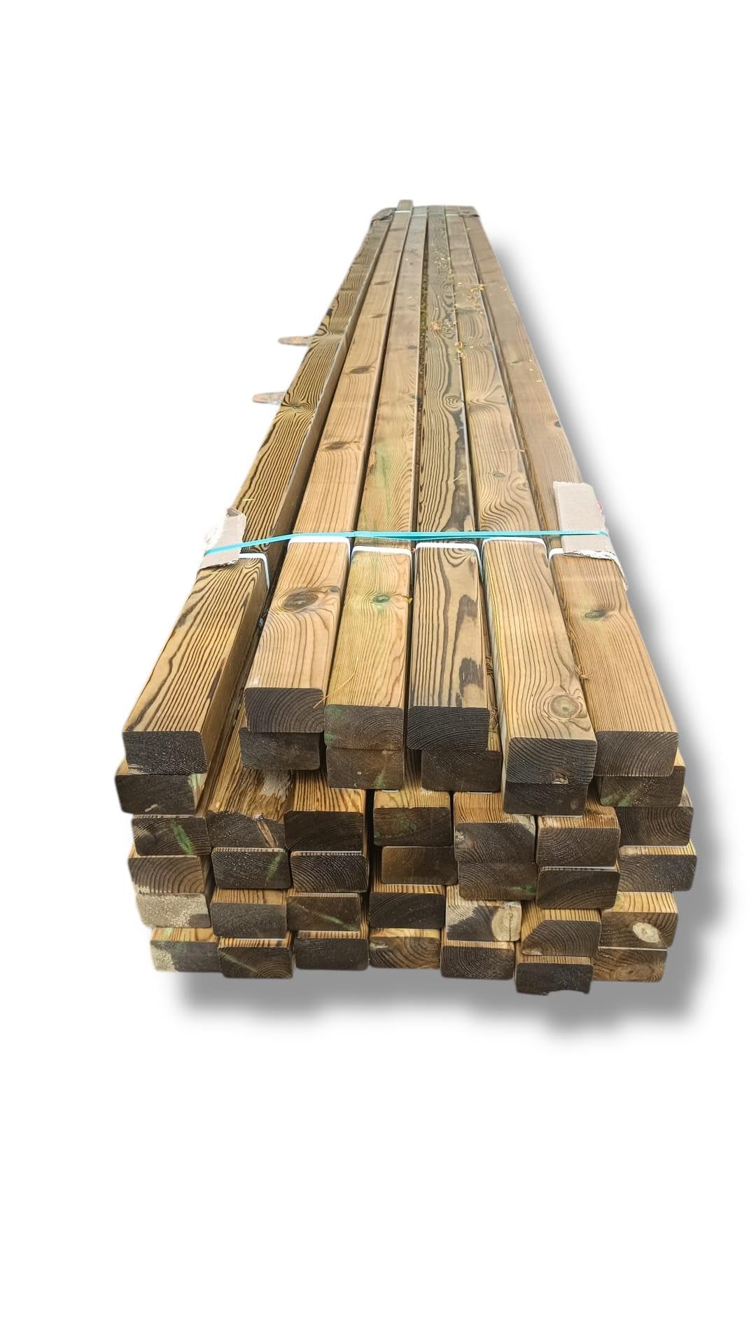 Pack de 6 Listones Pino Tratado Clase IV R5 4.5x9.5x220 cm | Resistentes, versátiles y fáciles de cortar e instalar.