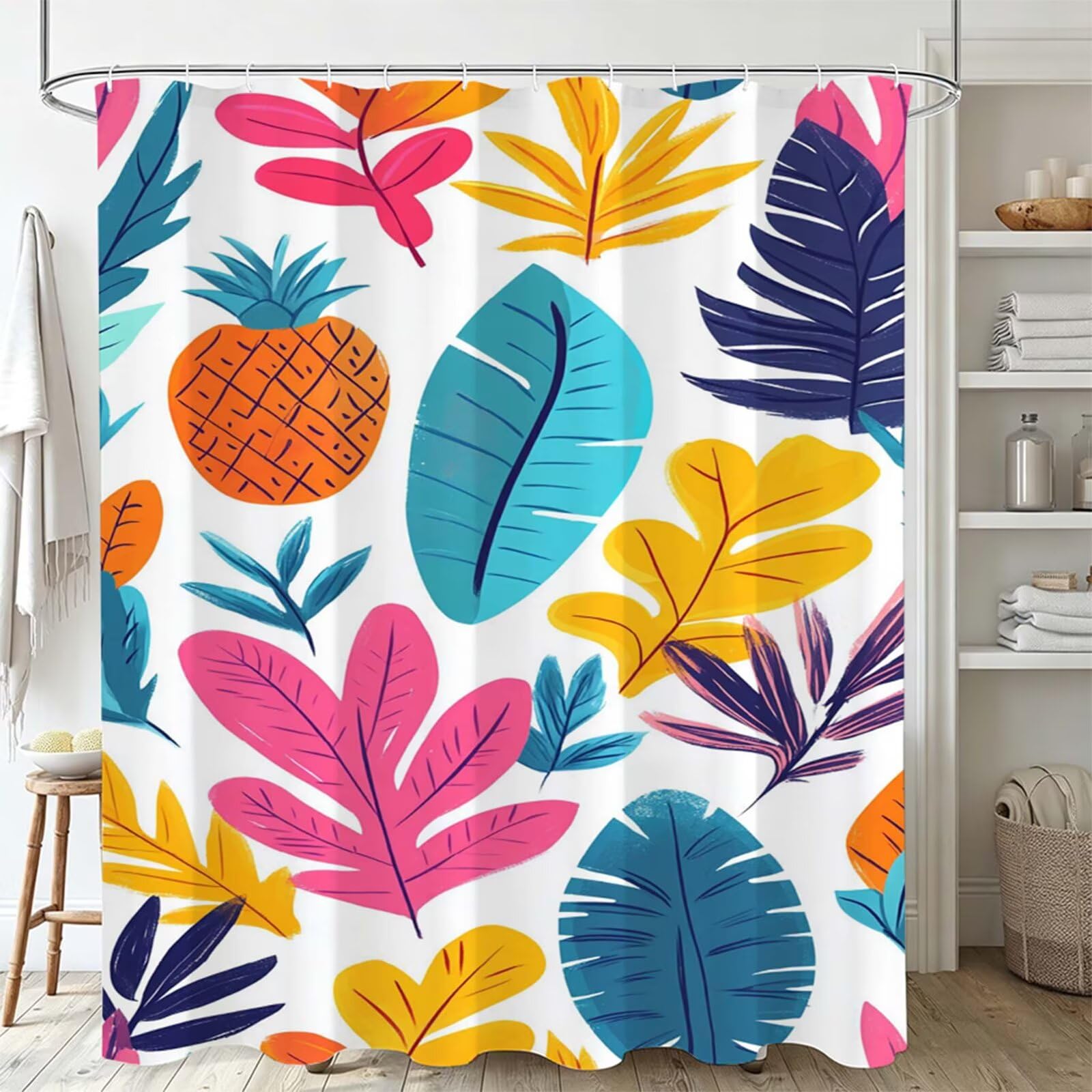 Verde salvia Tenda Doccia, Tenda per Doccia Tessuto Poliestere Impermeabile Asciugatura Rapida con 12 Anelli, Tende Finestra Bagno e Vasca Pieghevole per Angolare Casa Shower Curtain fiore J-521