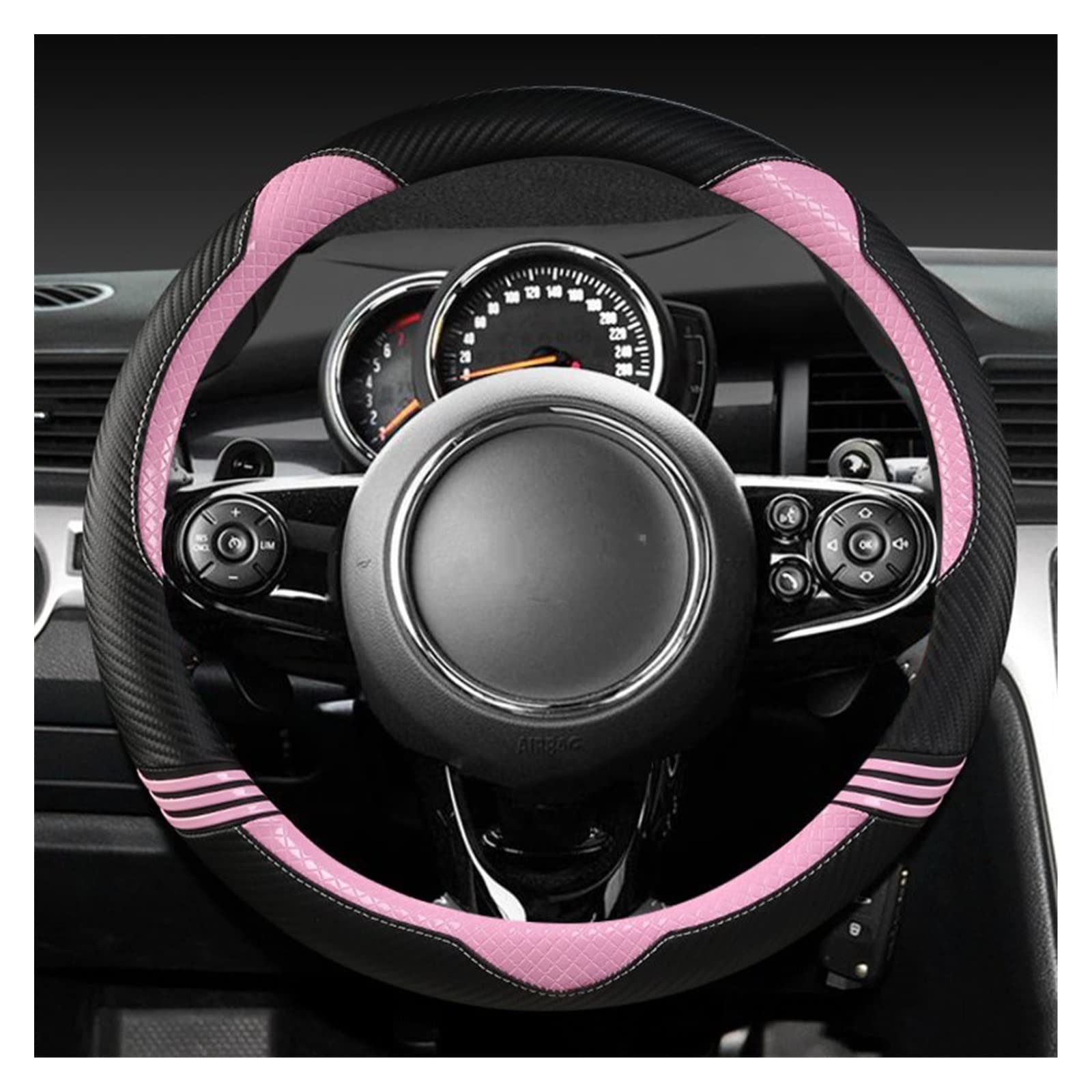 Amazon.co.jp: ステアリングカバー カーボンファイバー+レザー 車用