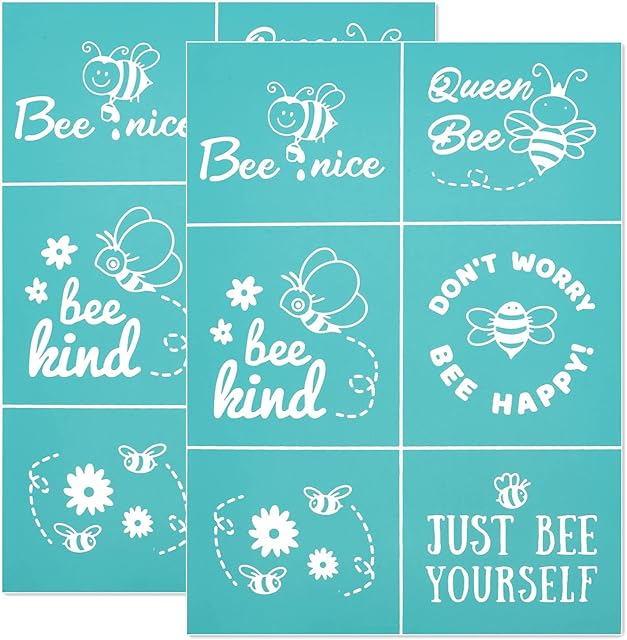 OLYCRAFT 2Pcs Self-Adhesive Silk Screen Printing Stencil Reusable Just Bee Yourself Letter Pattern Stencils for Decoration Gift Home Decoration and Painting on Wood Fabric T-Shirt Wall - 7.6''x5.5''