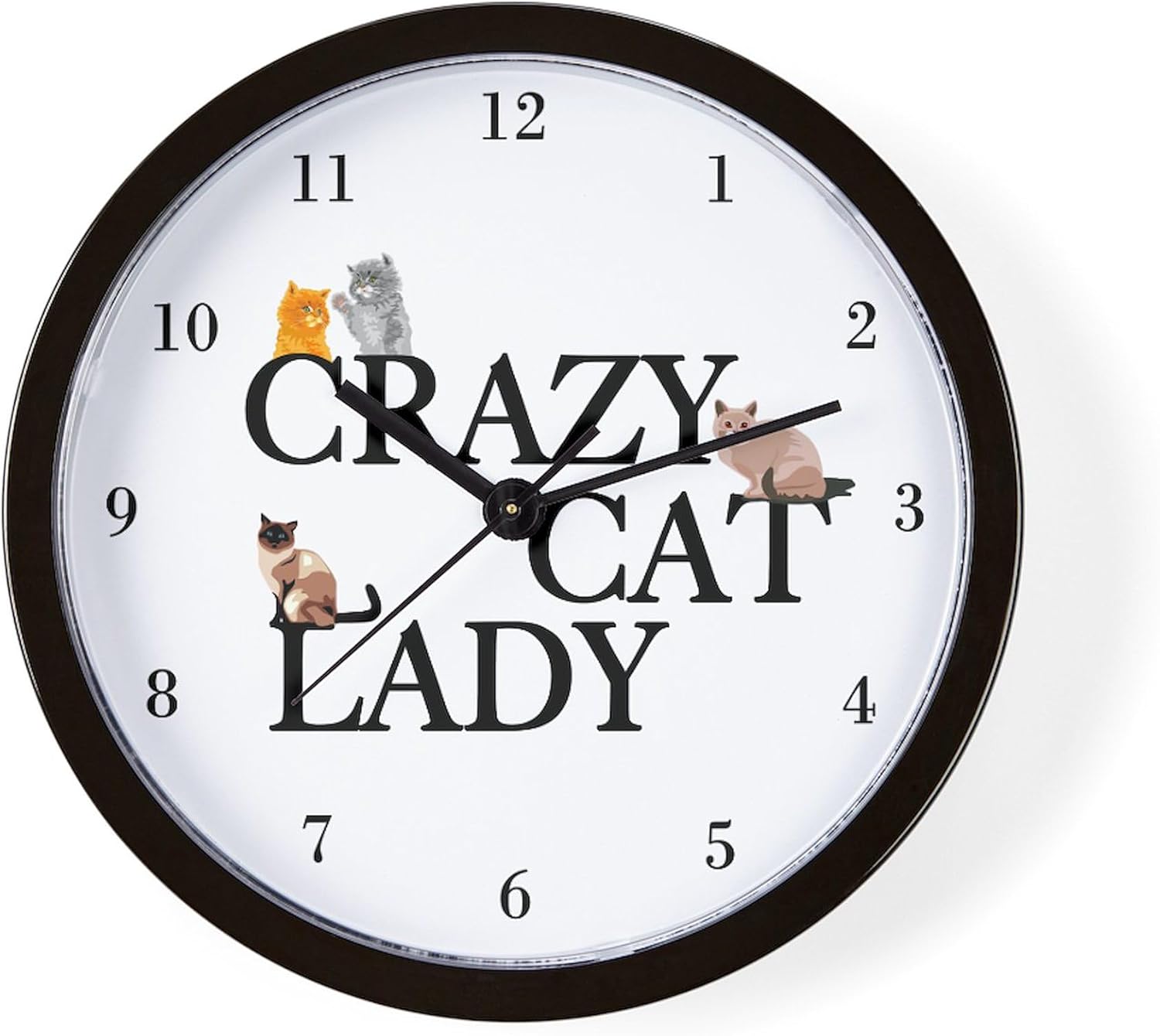 CafePress Crazy Cat Lady 10" Wall Clock for Livingroom, Kitchen, or Office