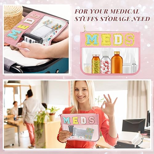 Miniatura 6 de Kigeli Bolsa de maquillaje de chenilla, bolsa de maquillaje con cremallera transparente, bolsa de primeros auxilios portátil para medicina, bolsa