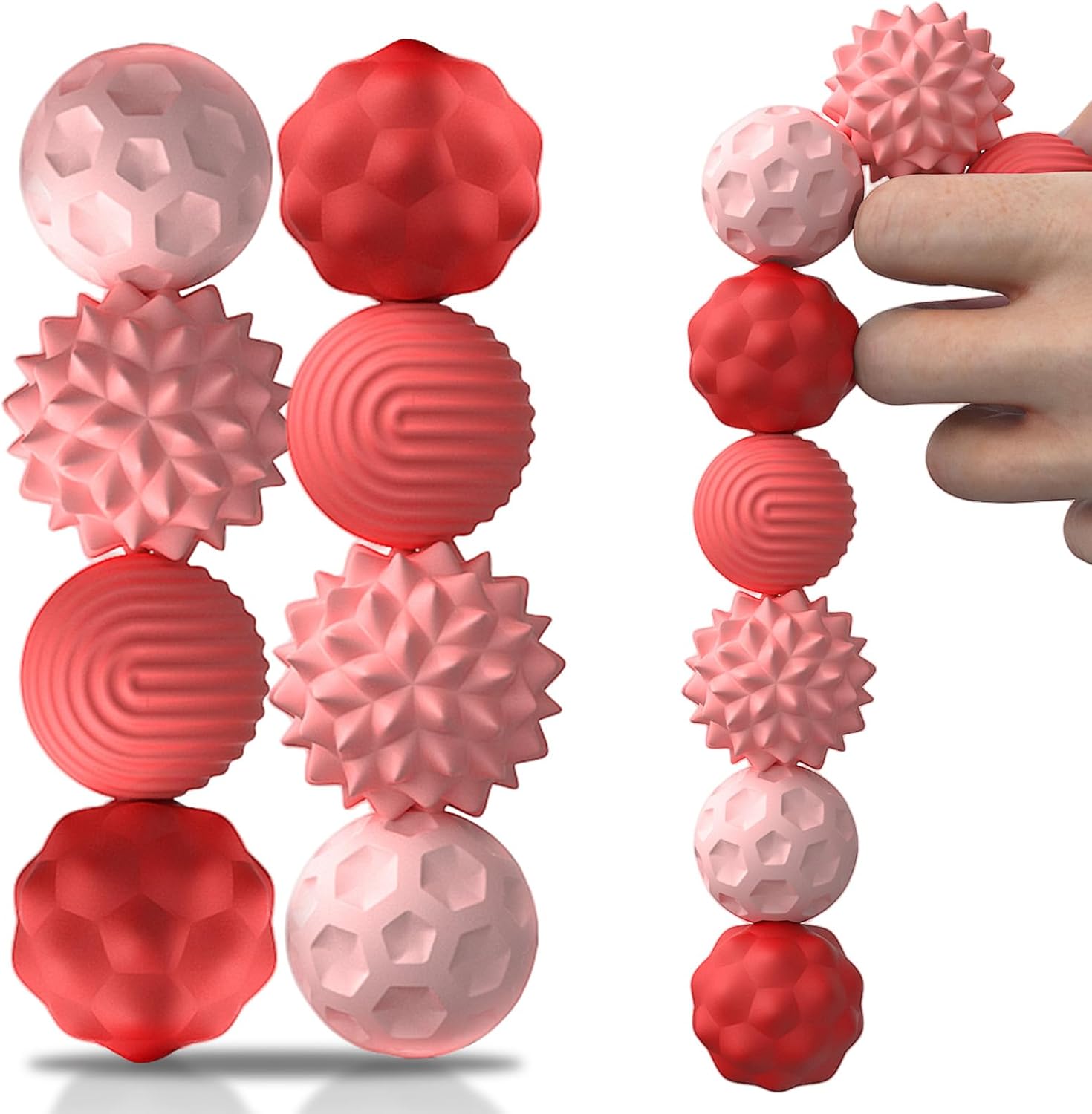 Valentines Gifts for Him Silicone Magnetic Balls Fidget Toys for Adults & Teens, 4PCS Stress Relief Sensory Toys for Autism ADHD Anxiety Fun Textures Gadgets Office Desk Toy for Kids Adults（4 Pink） - Image 2