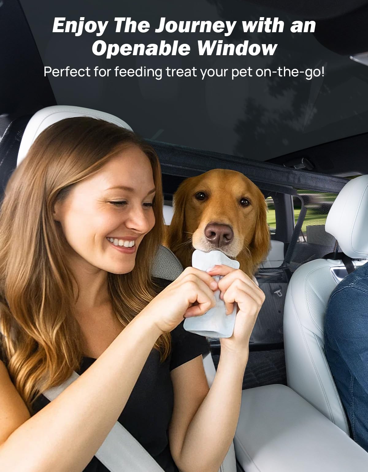 JOYTUTUS Rete di protezione per cani auto, rete di separazione con finestra di visualizzazione, griglia universale per cani, 132 x 79 cm, per auto, SUV, camion