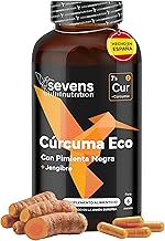 Cúrcuma con Jengibre y Pimienta Negra - 1410 mg por Dosis - 365 Cápsulas Formato Ahorro XL - Cúrcuma ECO en Cápsulas Veganas - Antiinflamatorio Natural - Apoyo Óseo y Articular - Sevens