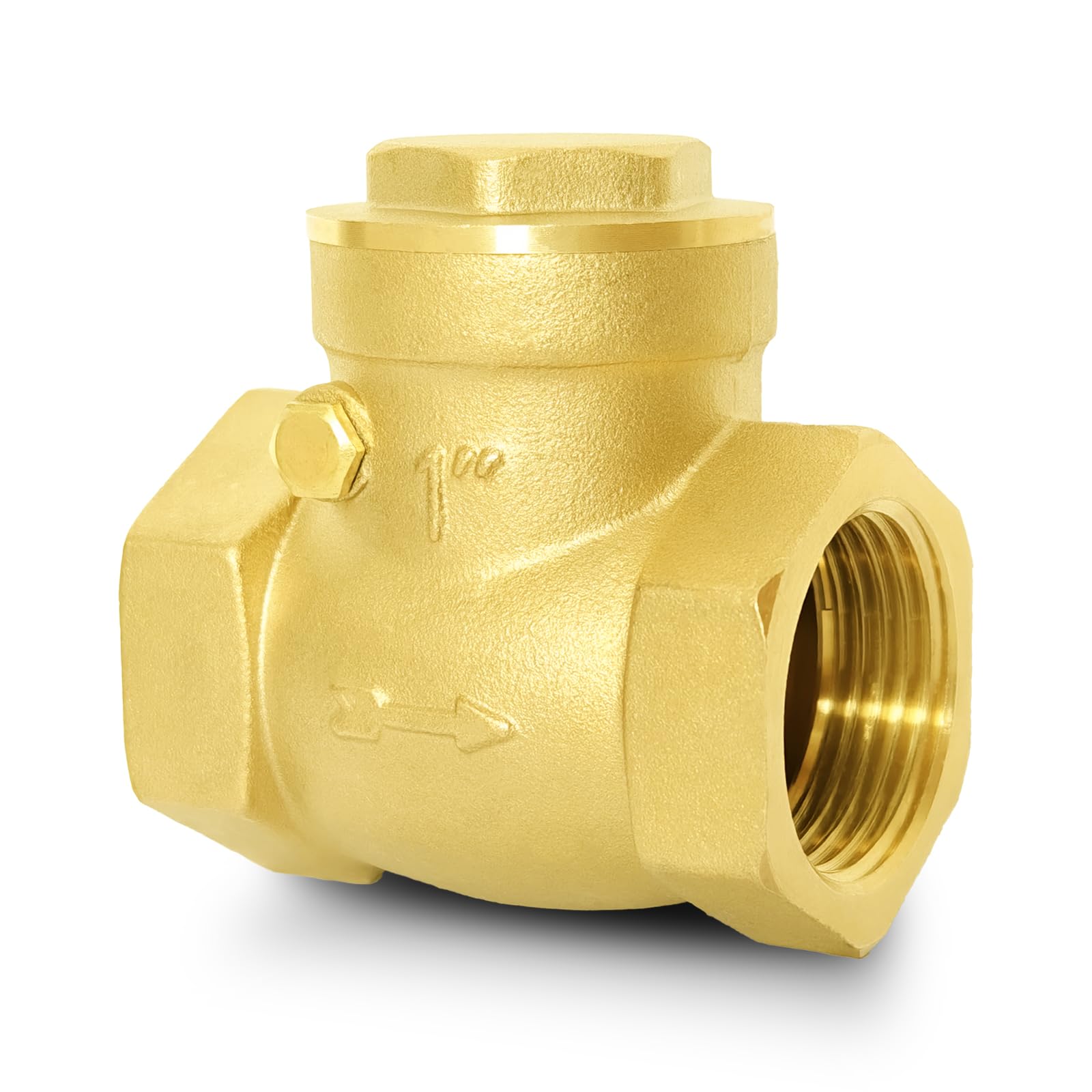 1" NPT Horizontal Check Valve, Brass Non Return Swing Check Valve to Prevent Water Backflow, Level One Way Counterflow Valve to Prevent the Medium Backflow for Oil Water Gas Air（1", DN25）