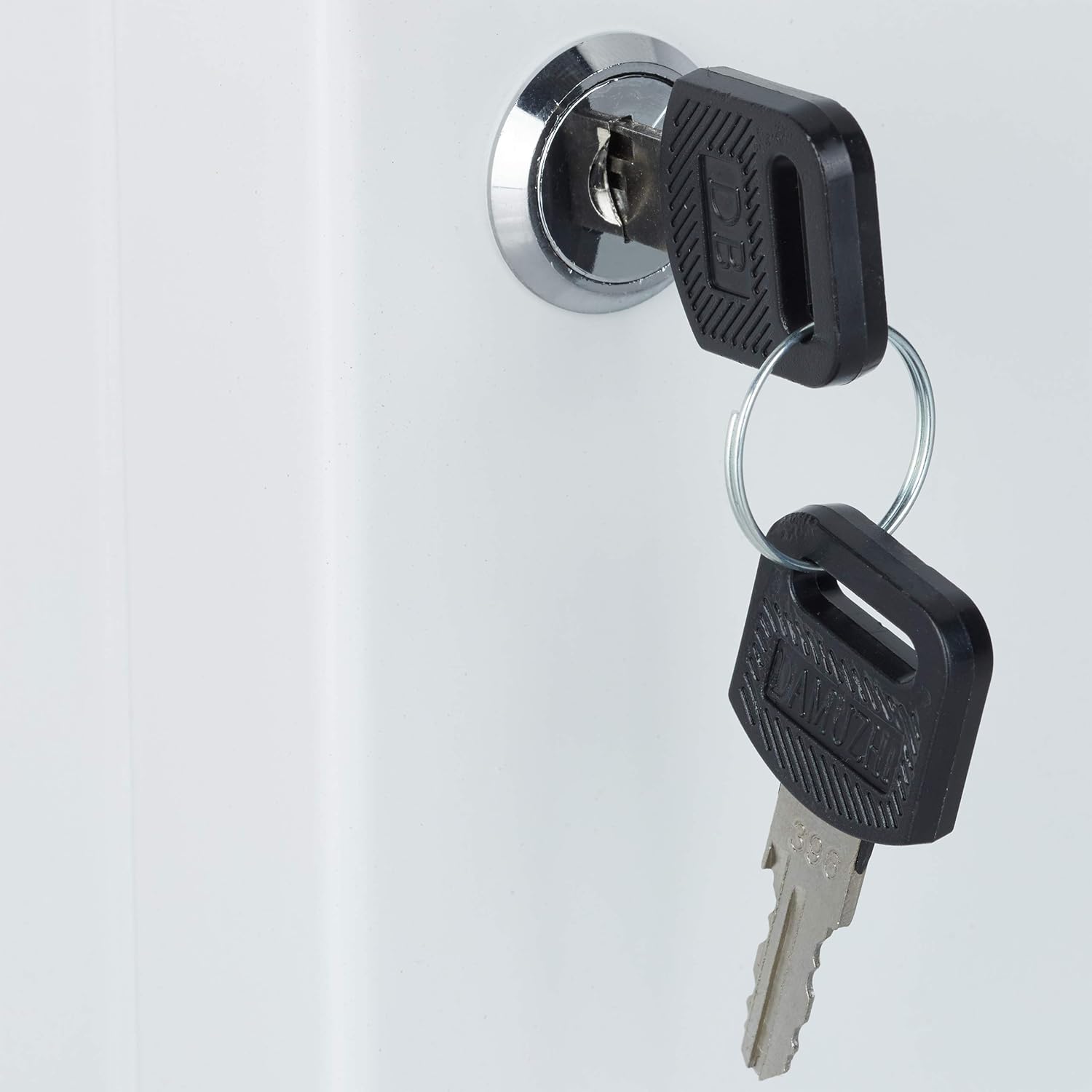 Black Friday 🔥 Relaxdays Metal Cabinet, Lockable, 48 Hooks with Key Tags, HWD 25x18x7.5 cm, White, One Size