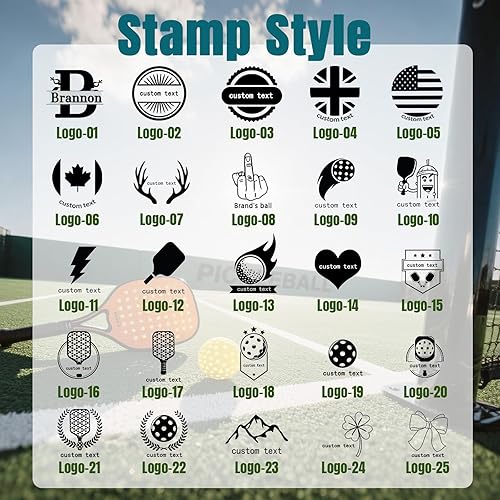 Miniatura 6 de Pickleball Personalized Ball Stamp - 5 Ink Colors & 25 Designs - Custom Name & Pattern - Perfect for Pickleball Marking Accessories (Green)