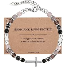 Christian Cross Bracelet for Women, Natural Healing Crystal Bracelet Gift with Card, Triple Protection Anxiety Unique Gift for Friends Daughter Mom Sister in Birthday