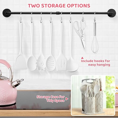 Miniatura 6 de Juego de utensilios de cocina de 37 piezas, juego de utensilios de cocina de silicona con juego de cuchillos de cocina y soporte, juego de