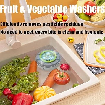 Efficient Portable Fruit and Vegetable Washers, 5 Type Fruit and Vegetable Washing Machine, Electric Fruit Cleaner for Washing Fruits, Vegetables, Grain, Meat, Water-Proof (A - Rechargeable)